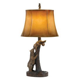 Cal Lighting Bear & Cub Resin Table Lamp with Leatherette Shade