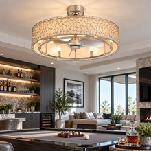 Load image into Gallery viewer, Cal Lighting Breezy Meadow 6-Light Dimmable Ceiling Fan - Brushed Steel