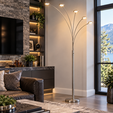 Load image into Gallery viewer, Cal Lighting Cremona 5-Light Integrated LED Arc Floor Lamp - Brushed Steel