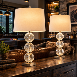 Cal Lighting Crosset Crackle Glass Table Lamps - Set of 2