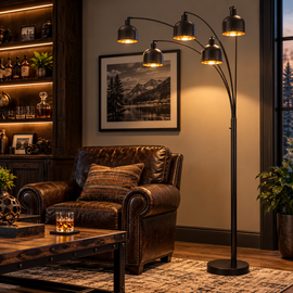 Cal Lighting Ellington 5-Light Arc Floor Lamp - Dark Bronze