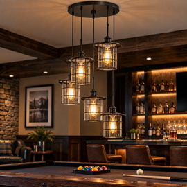 Cal Lighting Silverton 5-Light Round Pendant - Dark Bronze