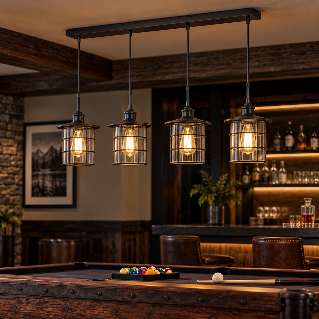 Cal Lighting Silverton 4-Light Linear Pendant - Dark Bronze