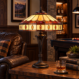Cal Lighting Tiffany Art Glass Table Lamp - Black