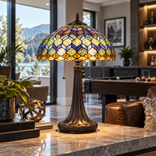 Load image into Gallery viewer, Cal Lighting Tiffany Multicolor Art Glass Table Lamp - Dark Bronze