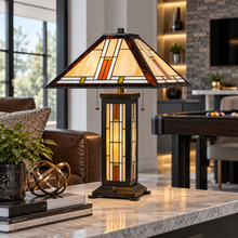 Load image into Gallery viewer, Cal Lighting Tiffany Stained Glass Table Lamp with Night Light