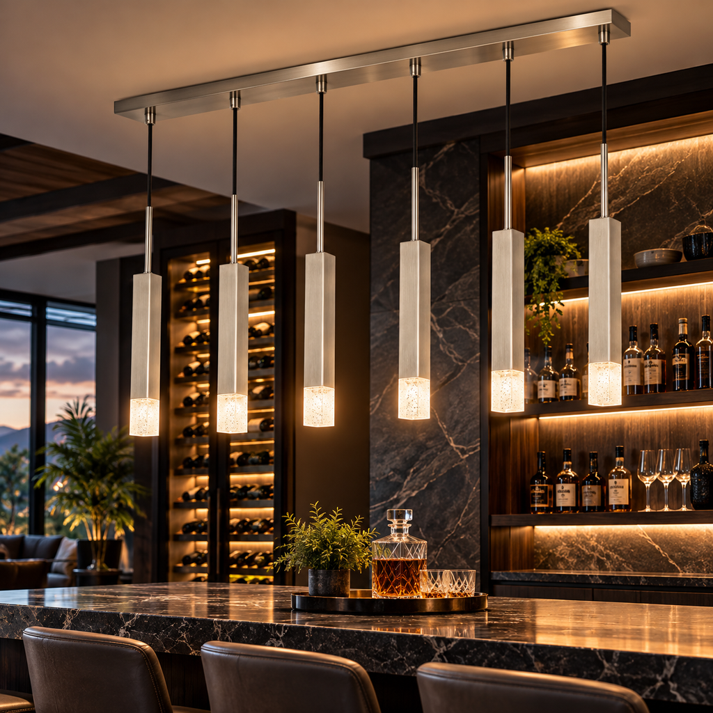 Cal Lighting Troy 6-Light Integrated LED Island Pendant - Gun Metal
