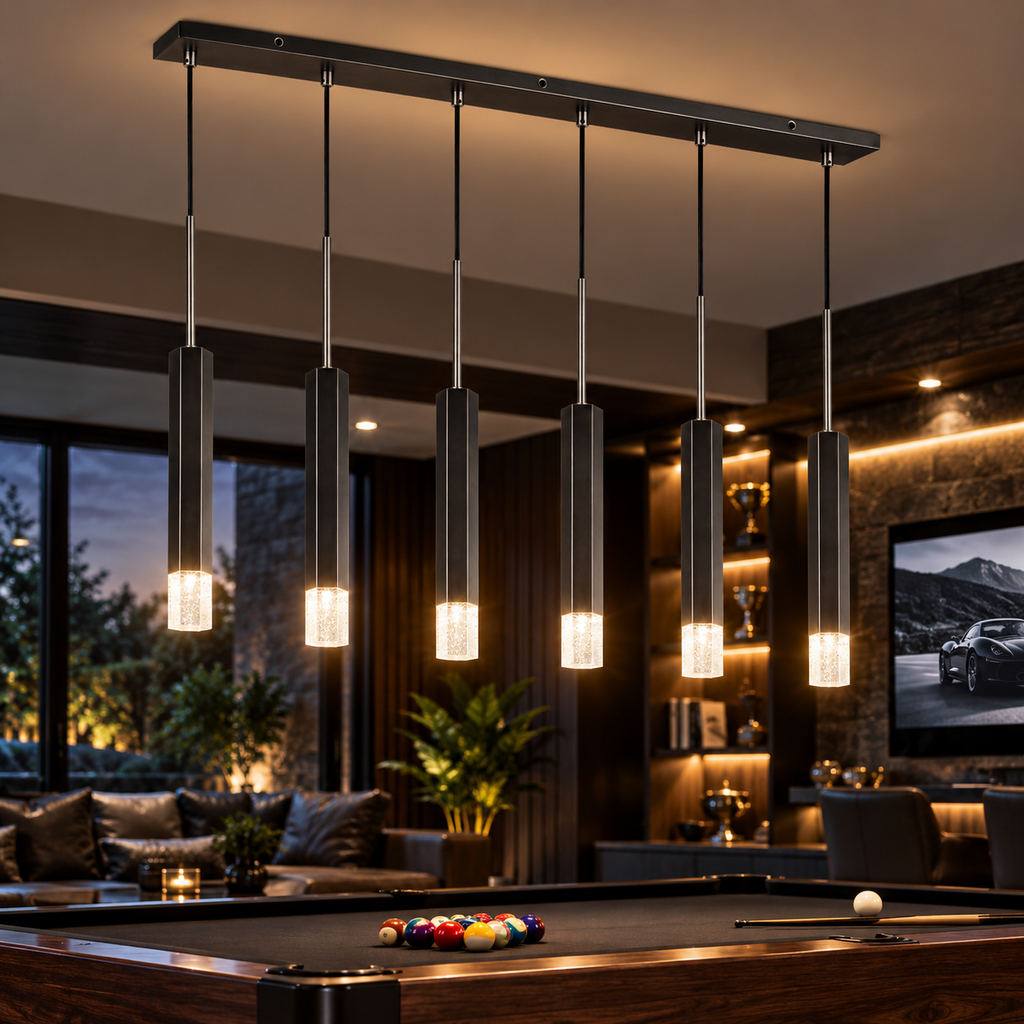 Cal Lighting Troy 6-Light Integrated LED Island Pendant - Gun Metal