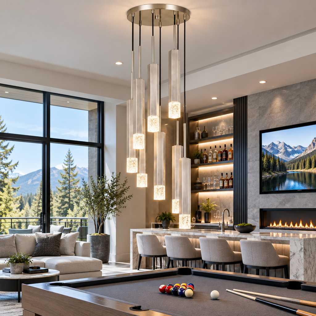 Cal Lighting Troy 8-Light Dimmable Integrated LED Pendant - Gun Metal