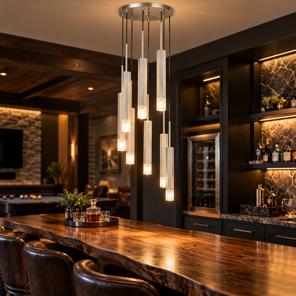Cal Lighting Troy 8-Light Dimmable Integrated LED Pendant - Gun Metal