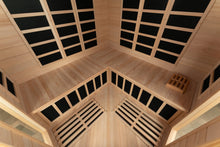 Load image into Gallery viewer, Blisspod | Vienna | Corner Spacious Far Infrared Sauna | Canadian Hemlock Wood | Ultra Low EMF | 12 Heaters | 4-5 Persons