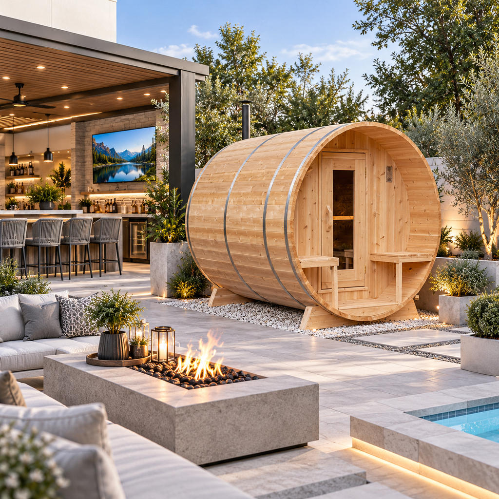 Dundalk Leisurecraft Canadian Timber Serenity 4-Person Barrel Sauna