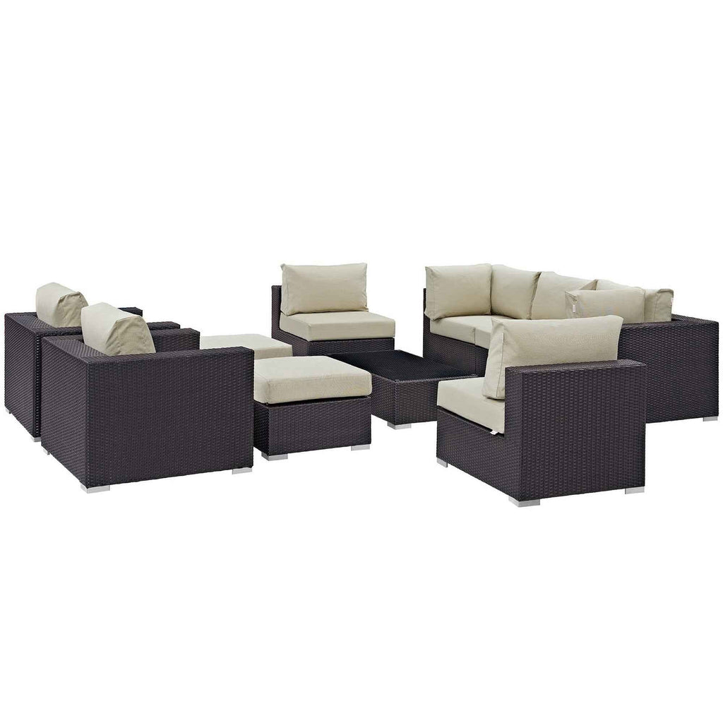 Modway 10-Piece Outdoor Sectional – Luxury Patio Lounge Set