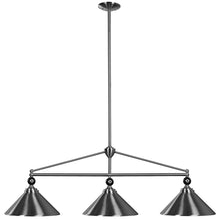 Load image into Gallery viewer, 54-Inch 3-Shade Stainless Steel Billiard Light with 8-Ball Accents