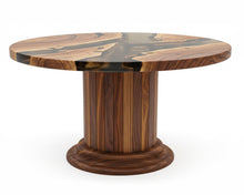 Load image into Gallery viewer, Round Dining Table with Solid Wood Drum Pedestal Base