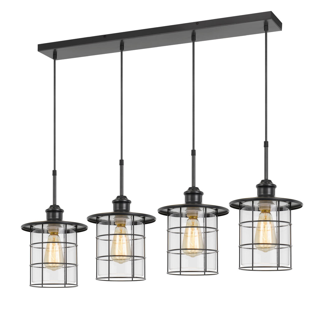 Cal Lighting Silverton 4-Light Linear Pendant - Dark Bronze