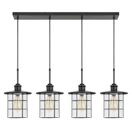 Cal Lighting Silverton 4-Light Linear Pendant - Dark Bronze