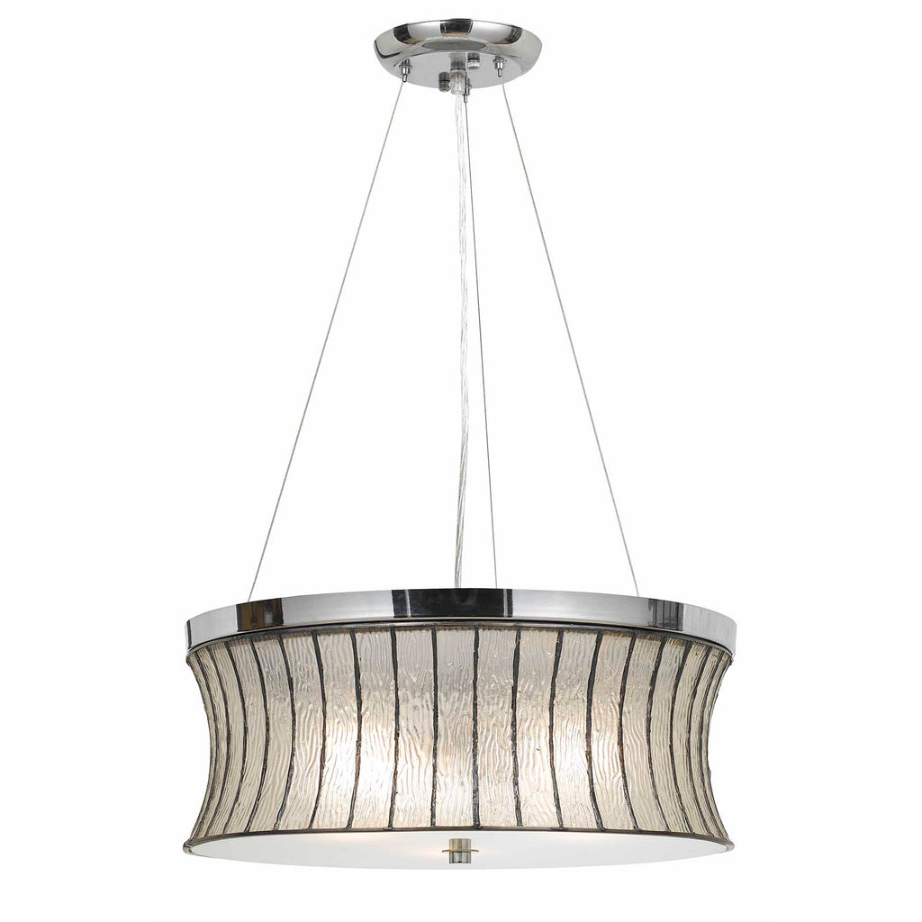 Cal Lighting 3-Light Glass Pendant - Chrome