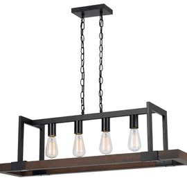 Antonio 4-Light Wood & Black Linear Chandelier