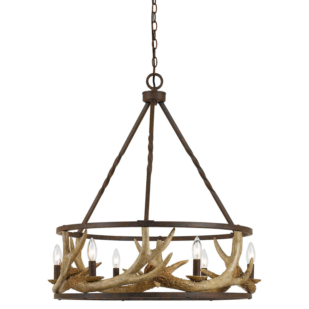 Antler 6-Light Chandelier in Rust Finish