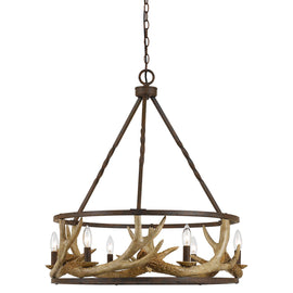 Antler 6-Light Chandelier in Rust Finish