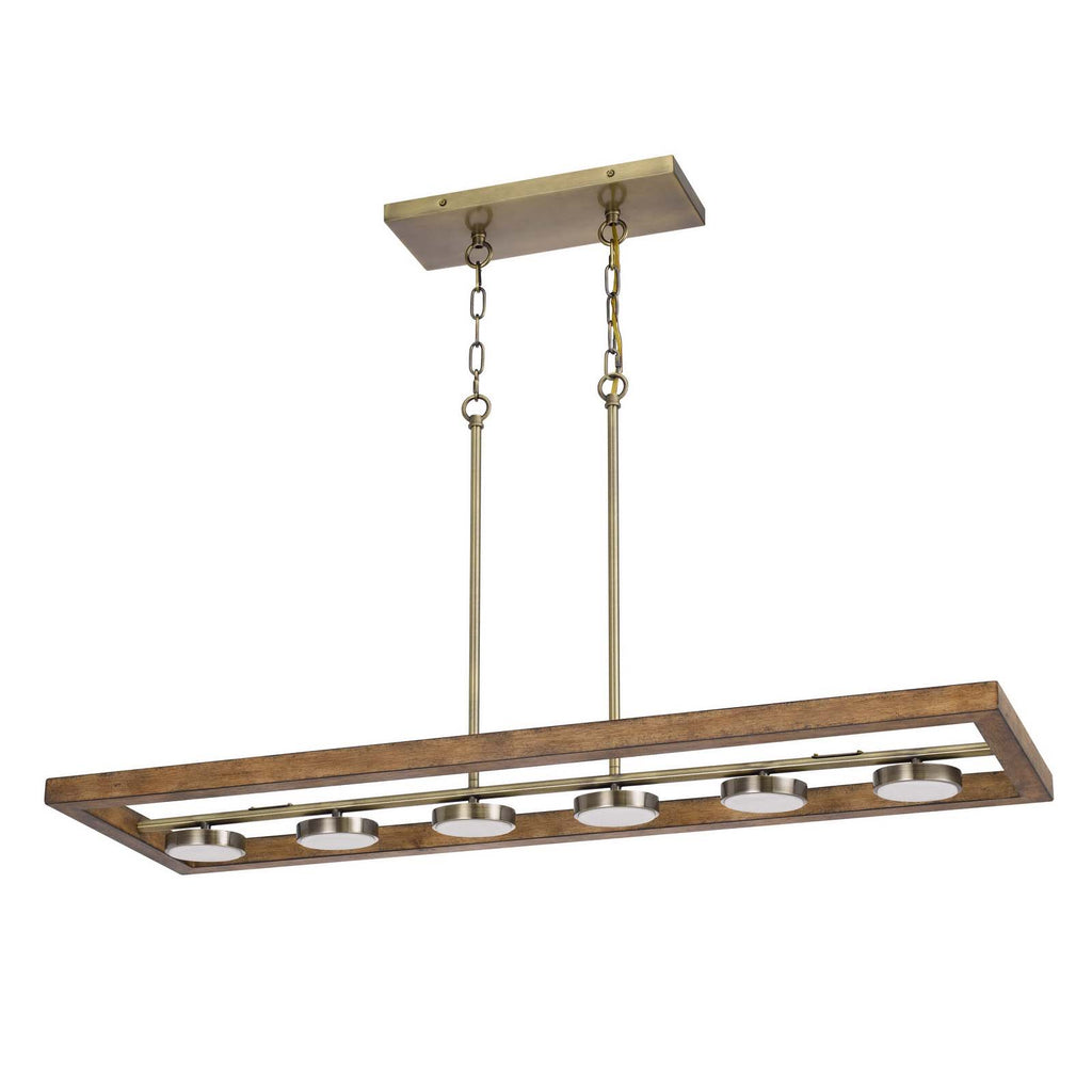 Cal Lighting Kelso 6-Light Dimmable Integrated LED Island Chandelier - Light Oak