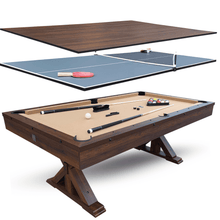 Load image into Gallery viewer, Espresso 7Ft 3 in 1 Multi Game Pool Table with Dining and Table Tennis Tops - RB4050A