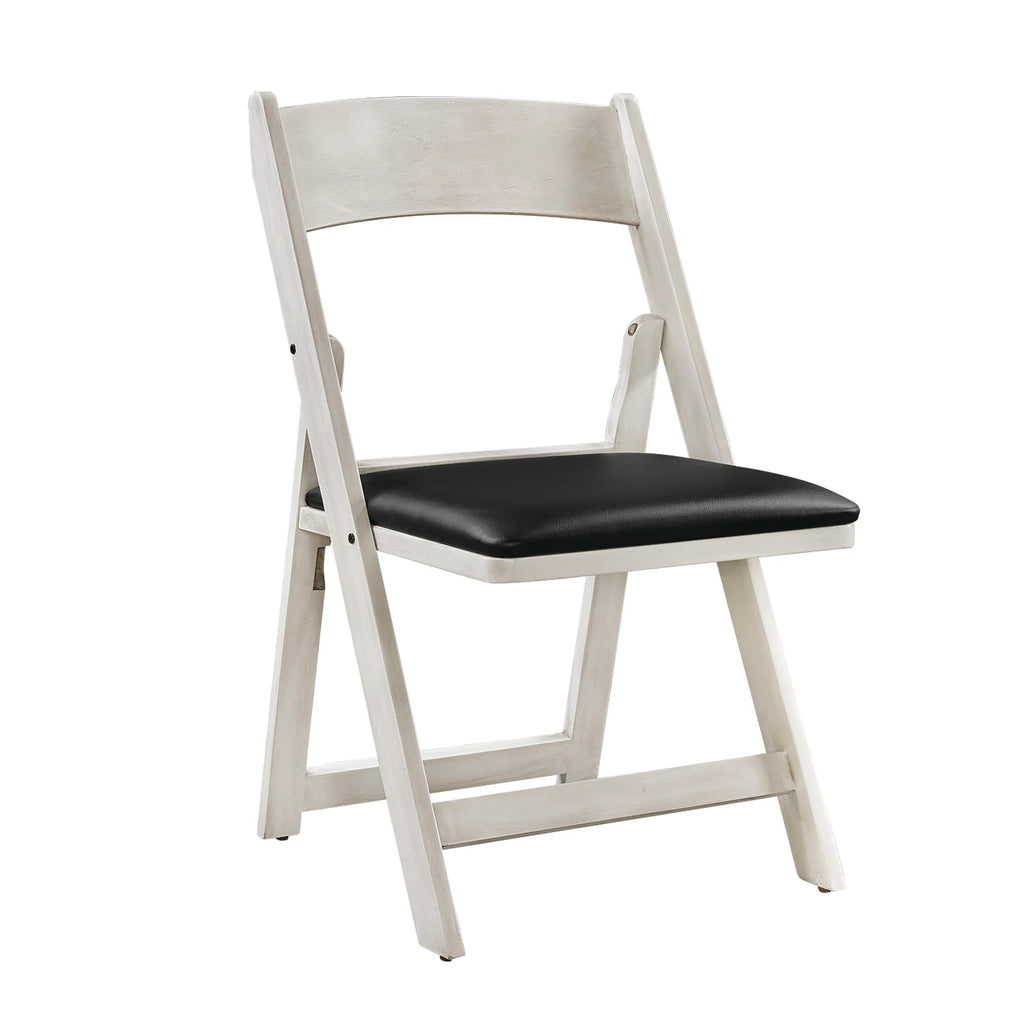 Solid Wood Folding Poker & Game Chair With Padded Vinyl Seat