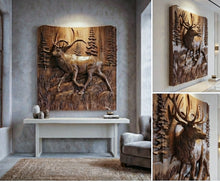 Load image into Gallery viewer, Wooden Deer - Elk 3D Wood Relief Wall Art