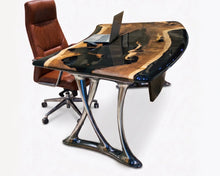 Load image into Gallery viewer, Luxury D-Shaped Walnut &amp; Epoxy Executive Desk