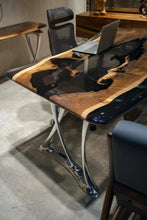 Load image into Gallery viewer, Luxury D-Shaped Walnut &amp; Epoxy Executive Desk