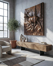 Load image into Gallery viewer, Wooden Deer - Elk 3D Wood Relief Wall Art