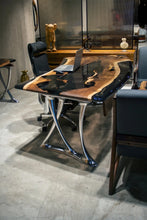 Load image into Gallery viewer, Luxury D-Shaped Walnut &amp; Epoxy Executive Desk