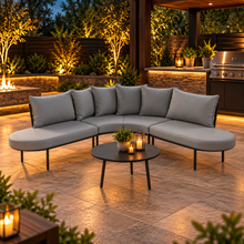 Load image into Gallery viewer, Half-Moon 6-Person Curved Outdoor Sofa Set with Coffee Table