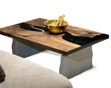 Load image into Gallery viewer, Epoxy-Resin Walnut Coffee Table With Stone Looking Legs