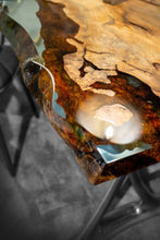 Load image into Gallery viewer, Resin Live Edge Console Table Made of Linden Wood - Foyer Table- Entryway Table