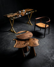 Load image into Gallery viewer, Resin Live Edge Console Table Made of Linden Wood - Foyer Table- Entryway Table