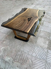 Load image into Gallery viewer, Epoxy Live Edge Coffee Table with Wooden U Leg