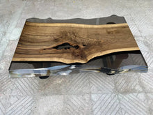 Load image into Gallery viewer, Epoxy Live Edge Coffee Table with Wooden U Leg