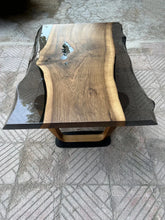 Load image into Gallery viewer, Epoxy Live Edge Coffee Table with Wooden U Leg