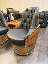 Load image into Gallery viewer, Luxury Whiskey &amp; Wine Barrel Captain Chair — Memory Foam, Brown Upholstery (October Pre-Order)
