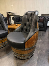 Load image into Gallery viewer, Luxury Whiskey &amp; Wine Barrel Captain Chair — Memory Foam, Brown Upholstery (October Pre-Order)