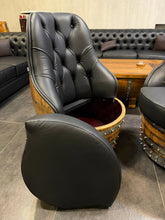 Load image into Gallery viewer, Luxury Whiskey &amp; Wine Barrel Captain Chair — Memory Foam, Brown Upholstery (October Pre-Order)