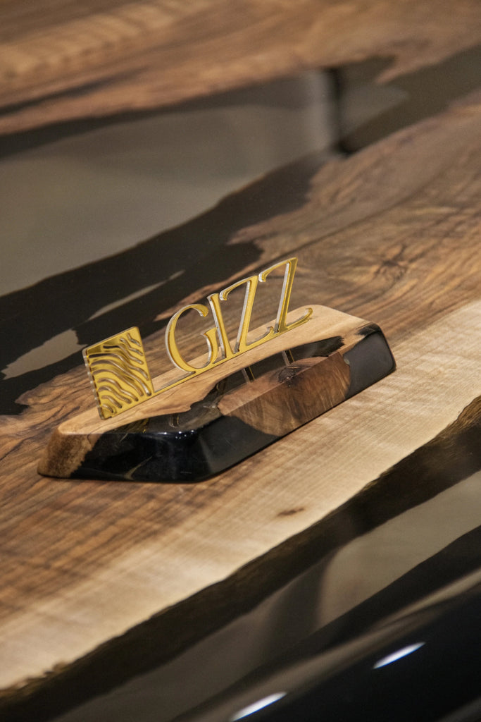 Luxury D-Shaped Walnut & Epoxy Executive Desk