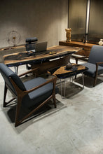 Load image into Gallery viewer, Luxury D-Shaped Walnut &amp; Epoxy Executive Desk