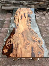 Load image into Gallery viewer, Epoxy Live Edge Coffee Table with Wooden U Leg