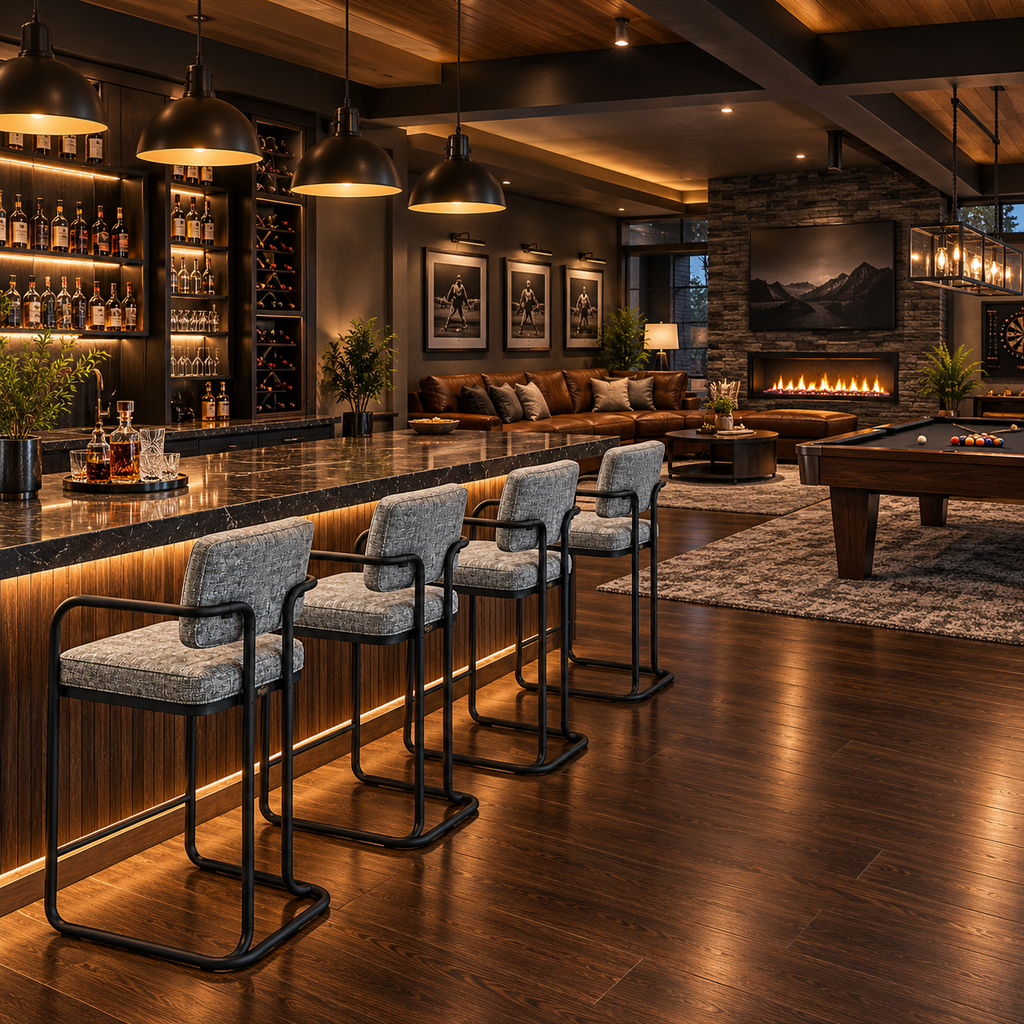 RAM Game Room Prohibition Series Upholstered Barstool
