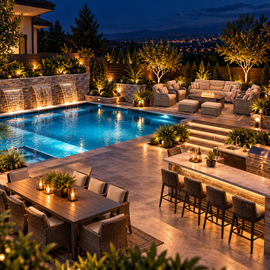 Luxury 8-Piece Outdoor Wicker Patio Furniture Set with Fire Pit Table