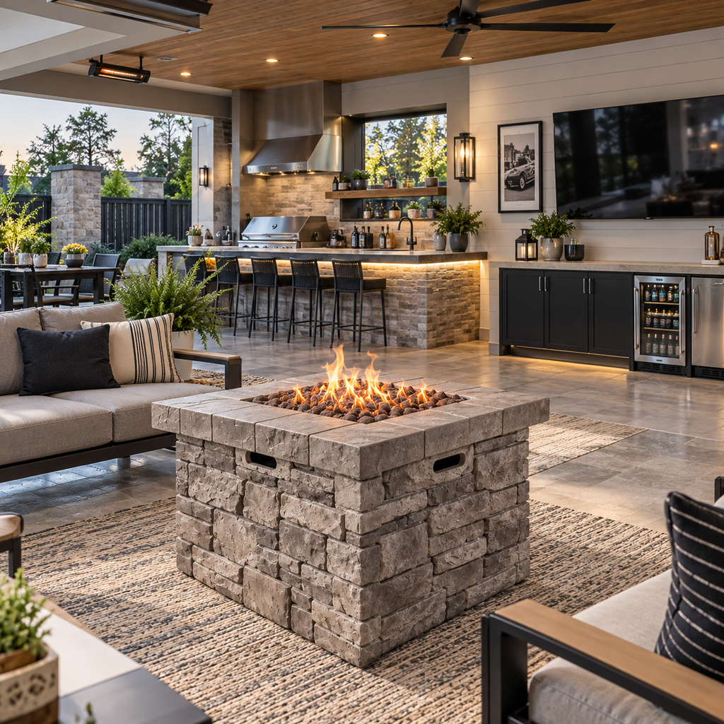 Alora 30-Inch Outdoor Propane Fire Pit Table with Lava Rocks
