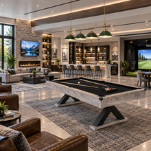 Load image into Gallery viewer, 84-Inch Rustic Gray Pool Table with X-Legs &amp; Accessories